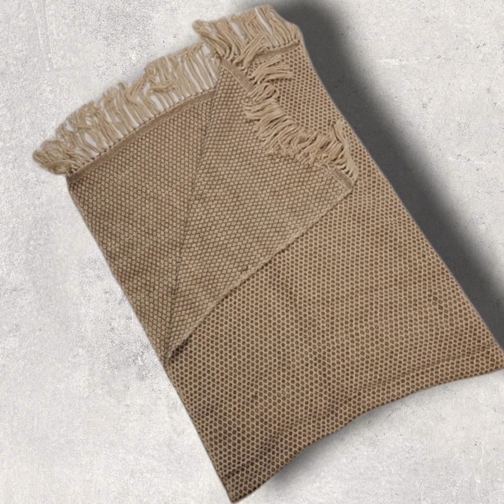 PEDSA ALPACA PERU DIAMOND PATTERN TAN IVORY SCARF